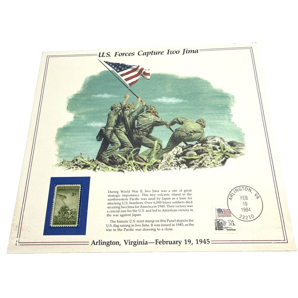 US Forces Capture Iwo Jima Arlington VA Feb 1945 Commemorative Card 3 cent Stamp
